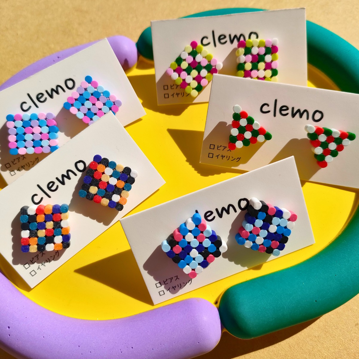 特別価格】みずたましかく いろんな色【ピアス】 | clemo ポリマー