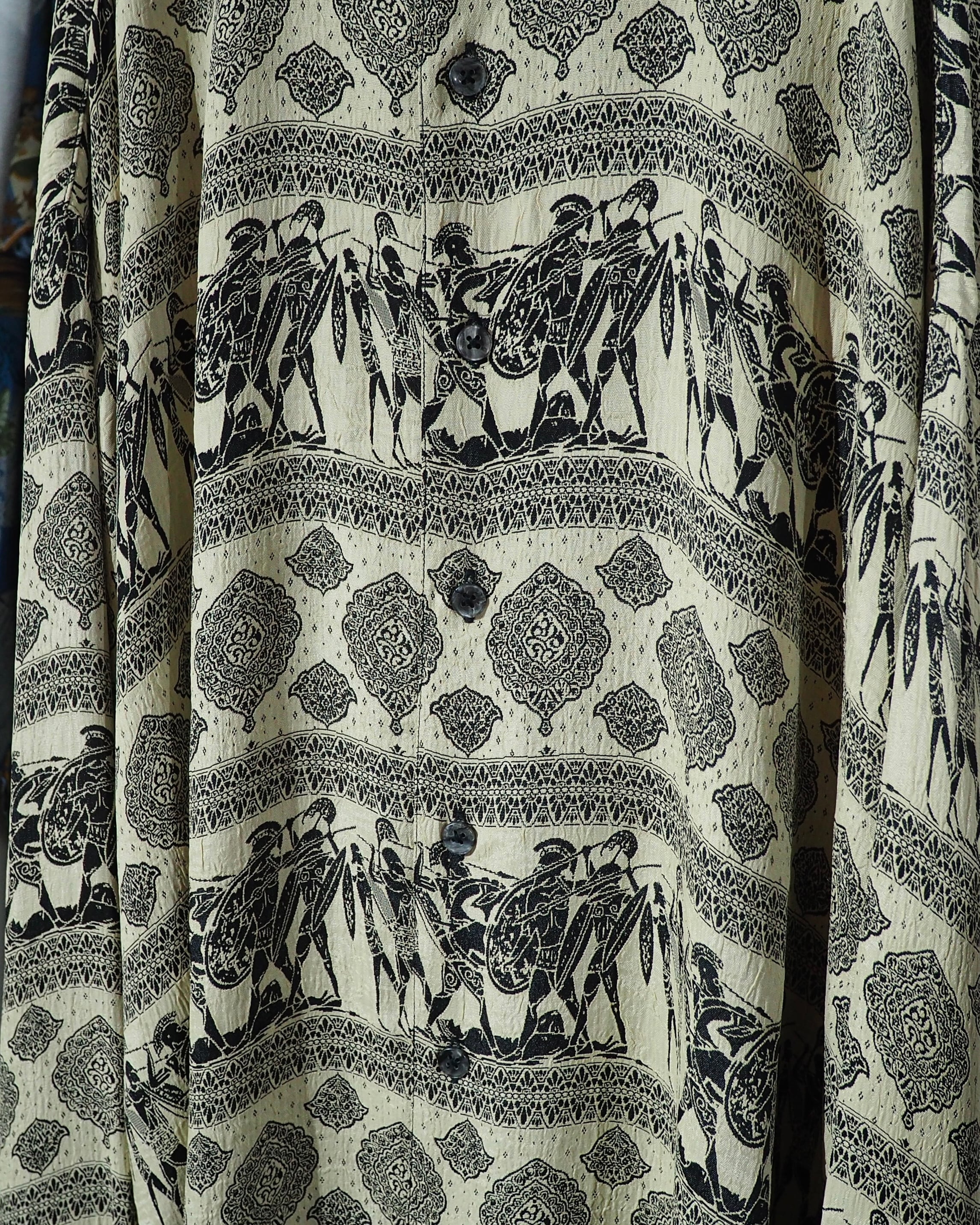 1990s " GOOUCH- Phiz " Soldier × Geometric pattern Embossed vintage Drape loose shirt