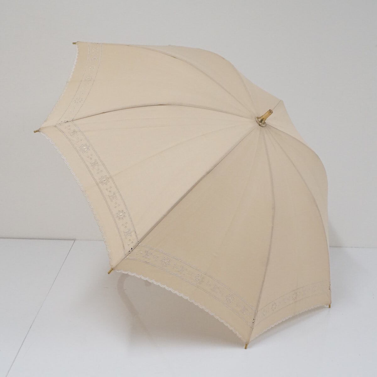 セリーヌ　CELINE 長傘　ベージュ　光沢 CELINE 長傘 レディース