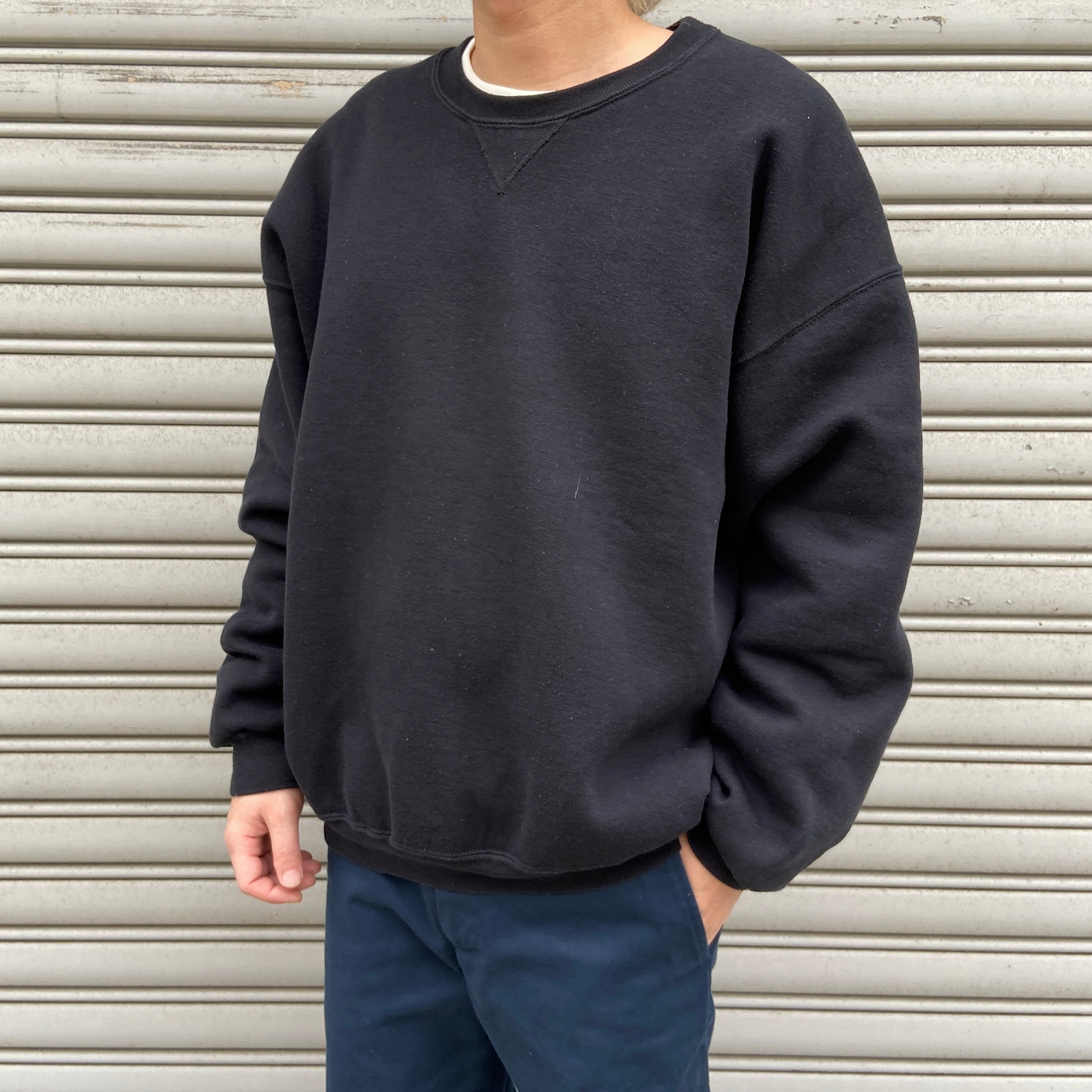 美品 90s USA製 タイタニックロゴ刺繍スウェット ムービー ブラック L