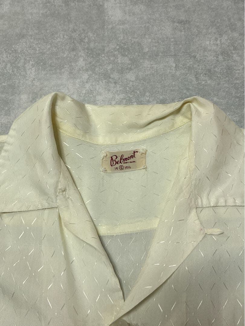 50s Belmont レーヨン オープンカラーシャツ 生成 縞鋼板 | CHASE
