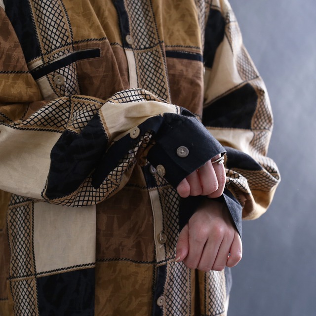 switching design panel art pattern l/s shirt