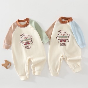 【BABY】カラーバリハンバーガーロンパース