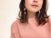 ローズクォーツ 大振り アシンメトリーピアス / イヤリング