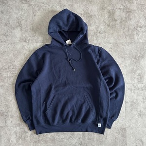 00s Russell Hoodie 無地 ネイビー ounce Mid L / 身幅58 着丈59cm