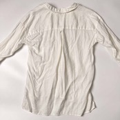 リネン100% le Glazik ル グラジック Vネック 7分袖 シャツ 36/ホワイト レディース