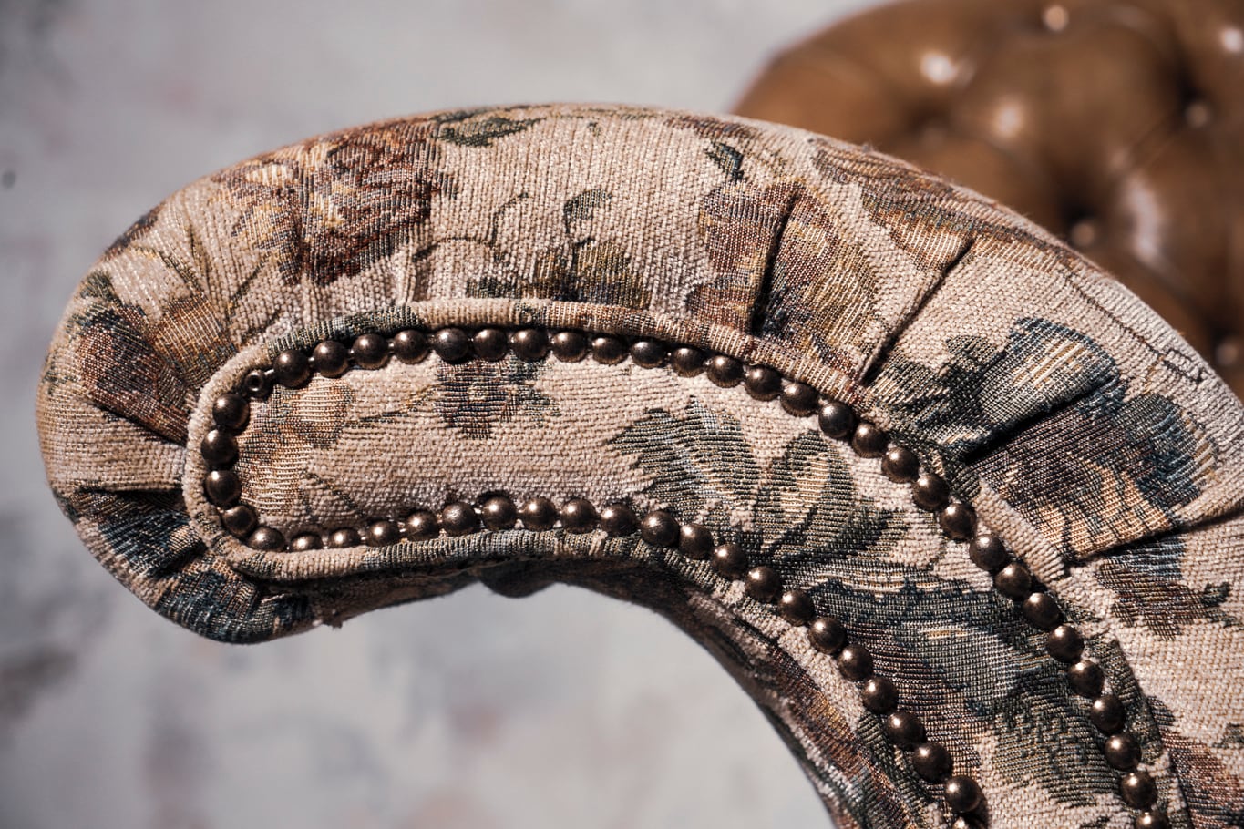 ソファー/レザーソファー/花柄/アンティークソファー/撮影アイテム