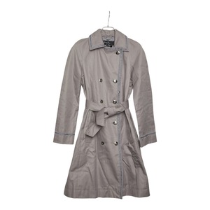 サルヴァトーレフェラガモ ヴァラ ダブルブレスト パイピング トレンチコート サイズ 38 グレー コットン レーヨン レディース Salvatore Ferragamo 【中古】