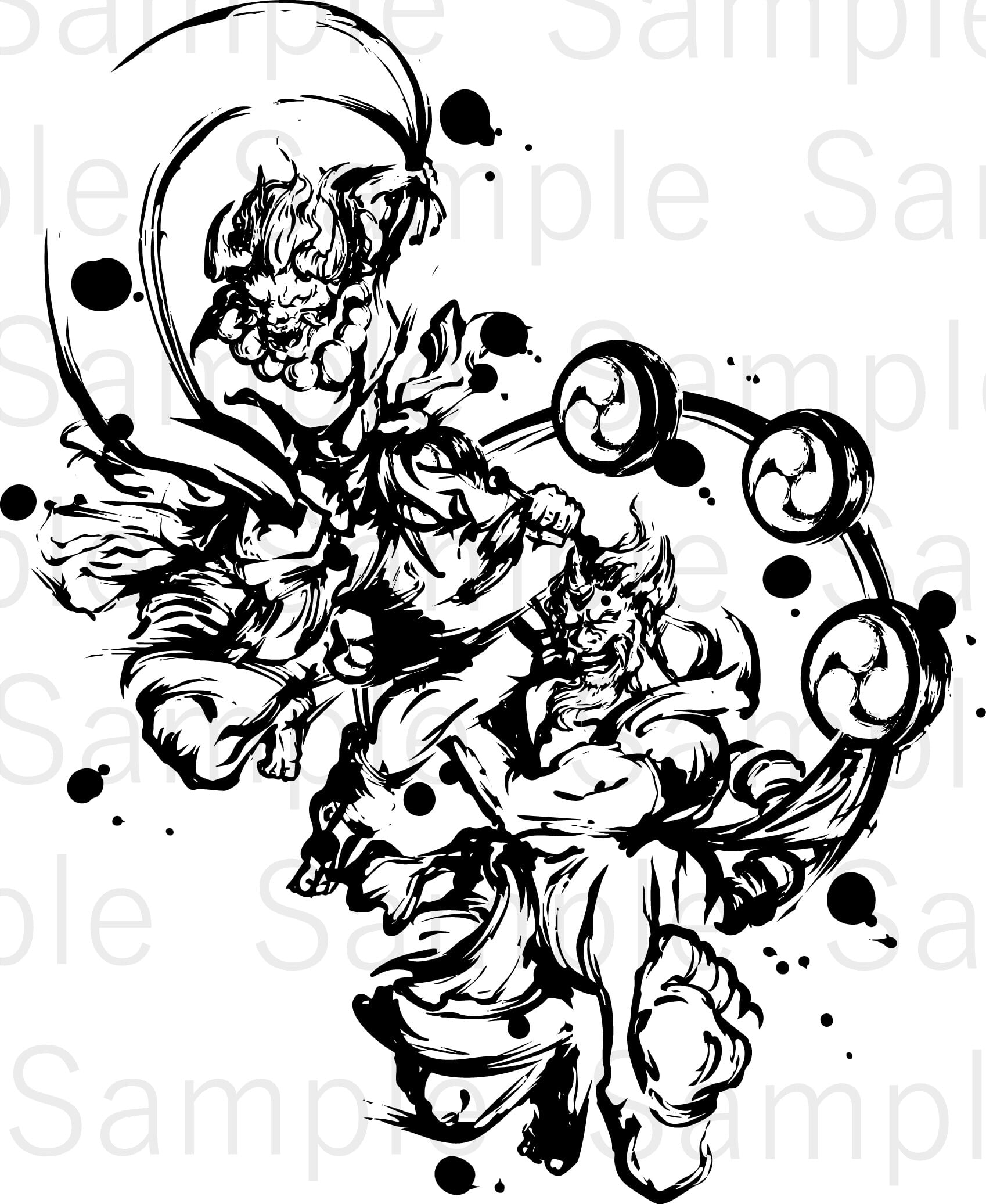 風神雷神（Wind and Thunder Gods） | デジタル墨絵処（Digital Sumi-e