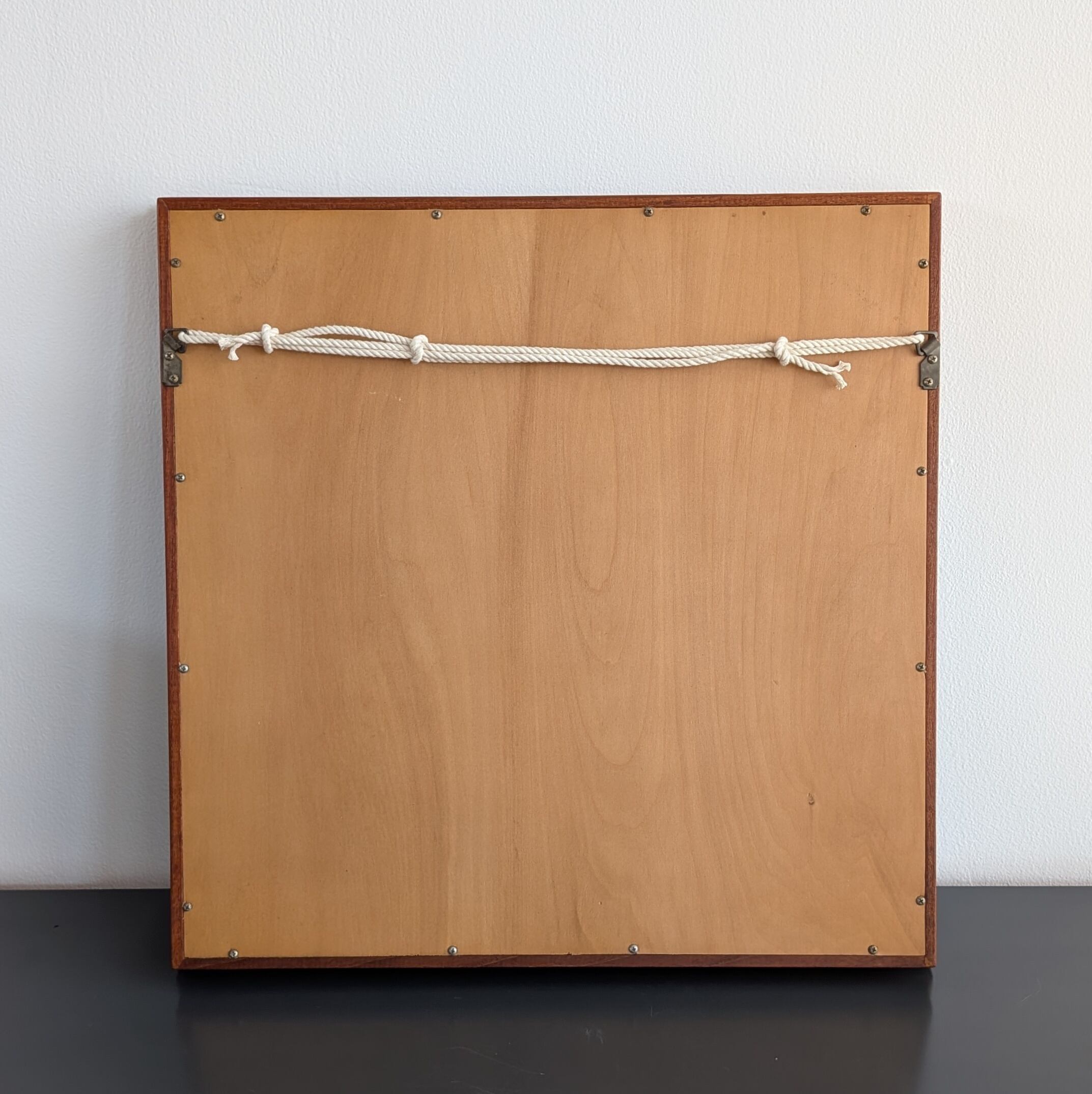 チーク 壁掛け ウォールミラー Vintage Teak Wall Mirror 440x440mm