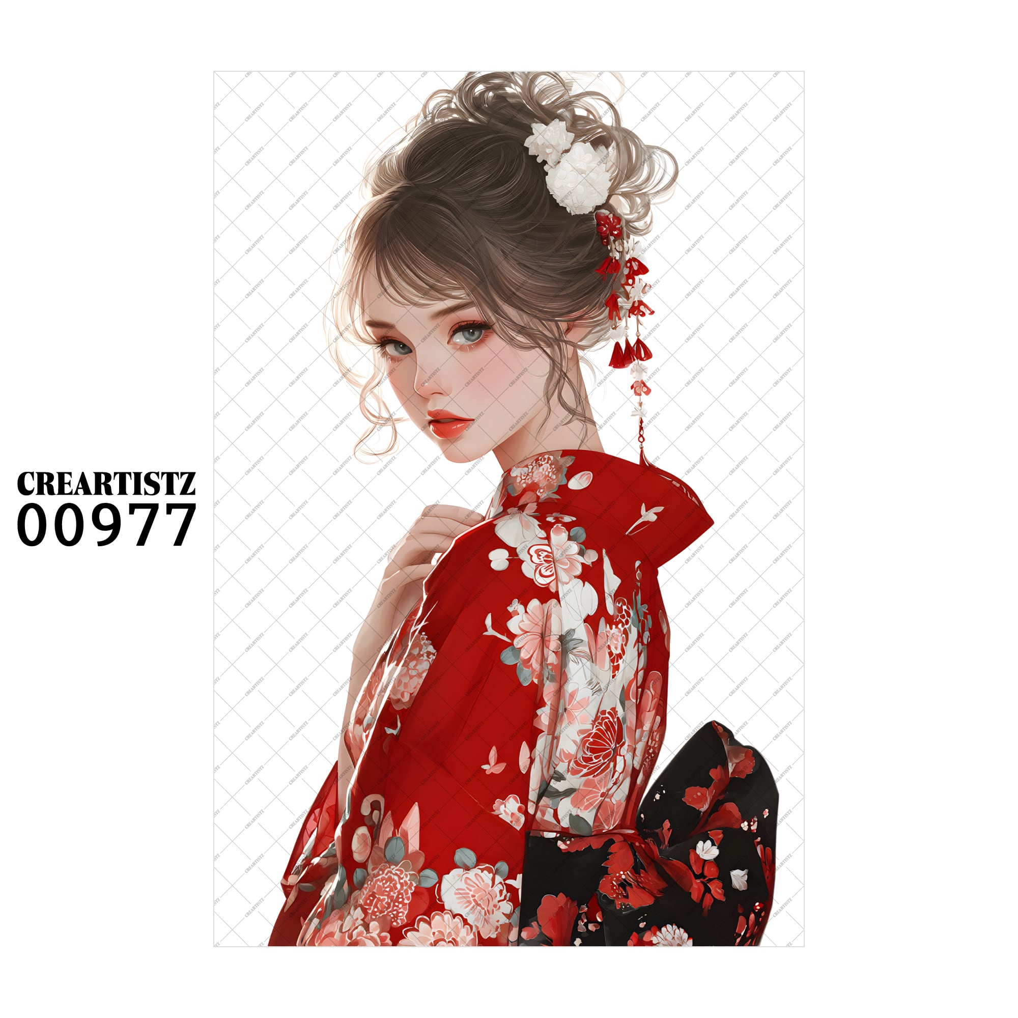 00977 ガール キュート オリジナル ペーパー/ステッカー 4枚セット CREARTISTZ