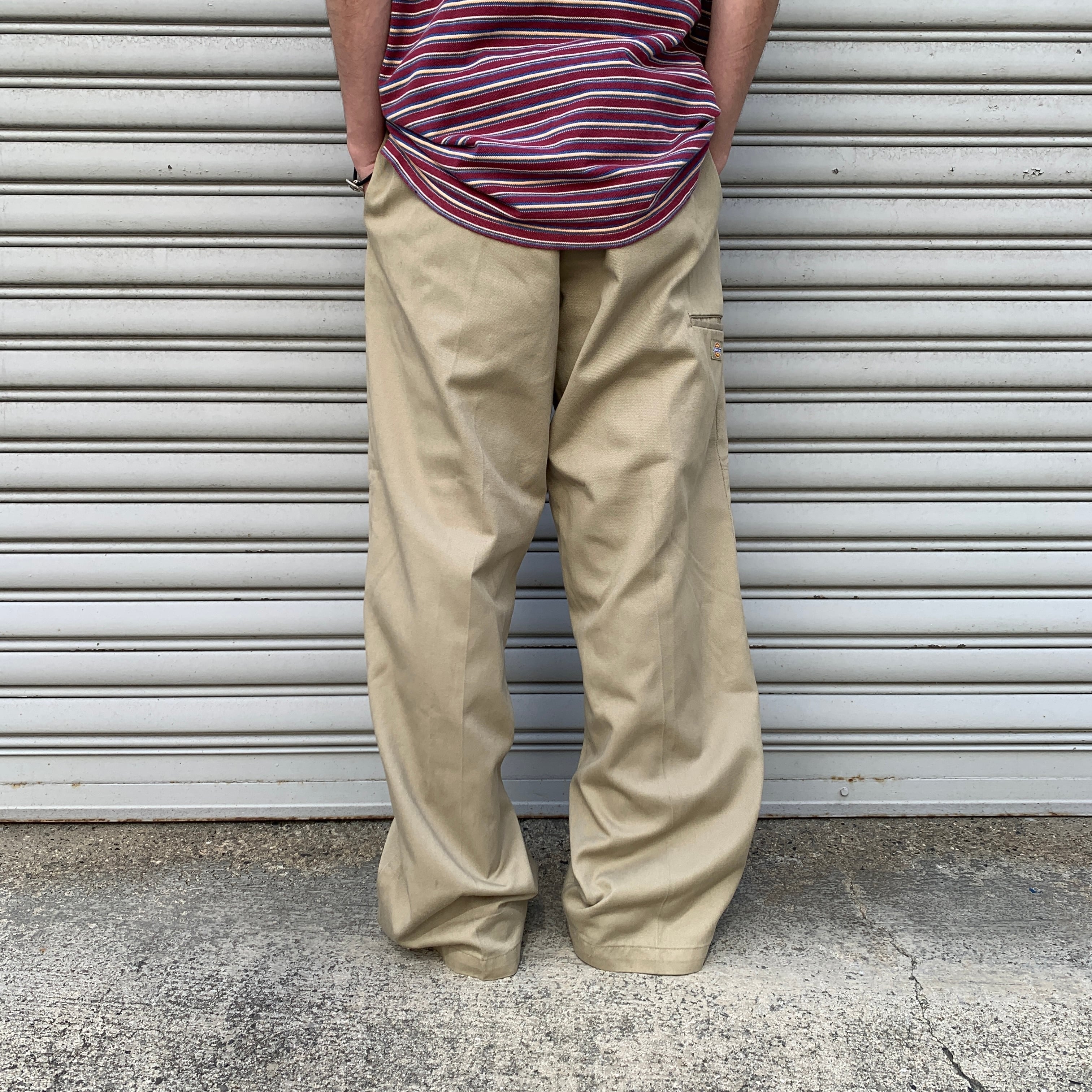 Dickies ダブルニー ワークパンツ ベージュ W34 L32 ワイド 極太 90s Dickies ダブルニーワークパンツ チノパン ベージュ W34L32 | 古着