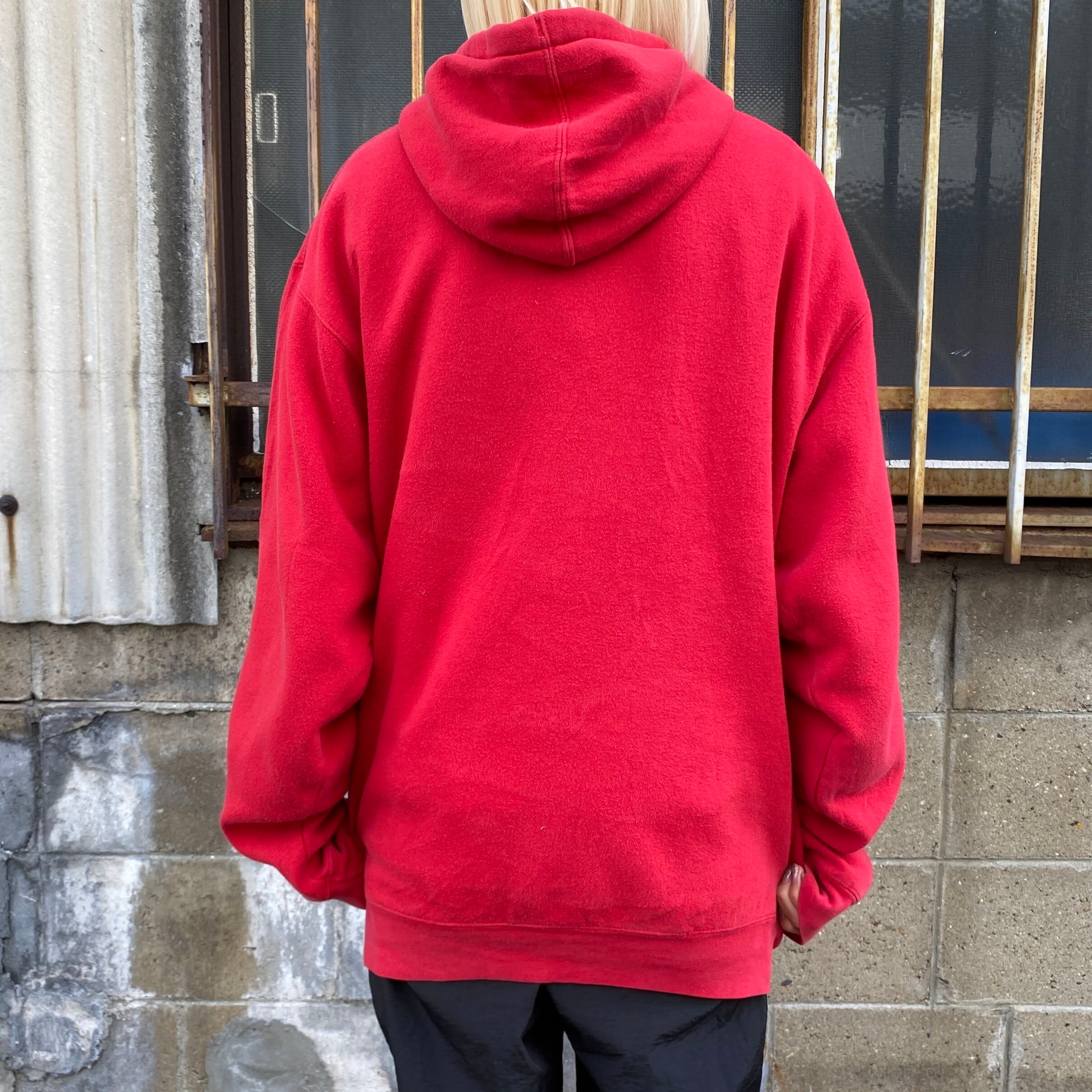 美品 Well done パーカー 赤 スウェット カレッジ ロゴ ワッペン