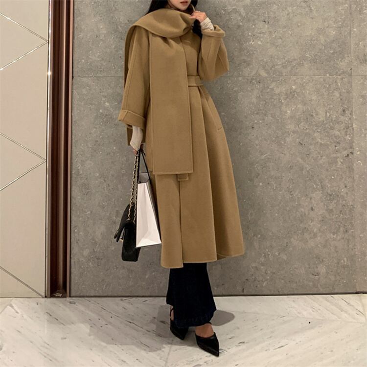 stall set long gown coat/ストール付きロングガウンコート | URBĀNO