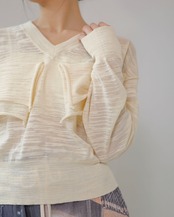 kotoha yokozawa - TD V-NECK SHEER KNIT ：Banana｜シアー／Vネック／デコレーション