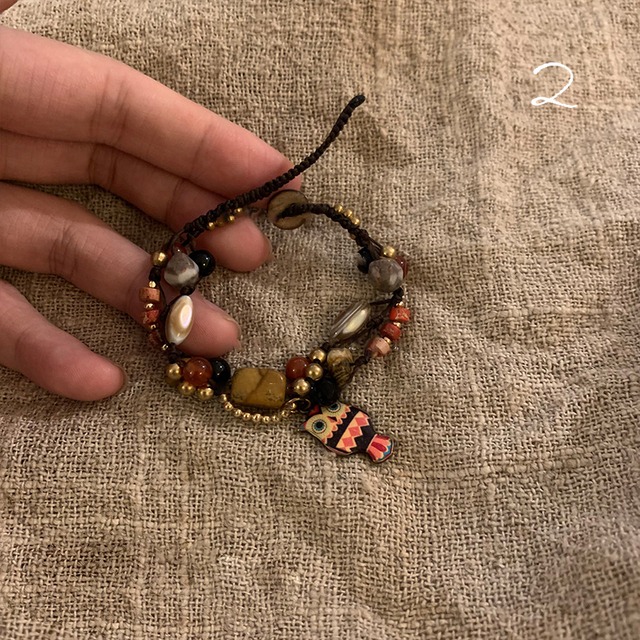 Somedayif彩色な天然石編みブレスレット 8s