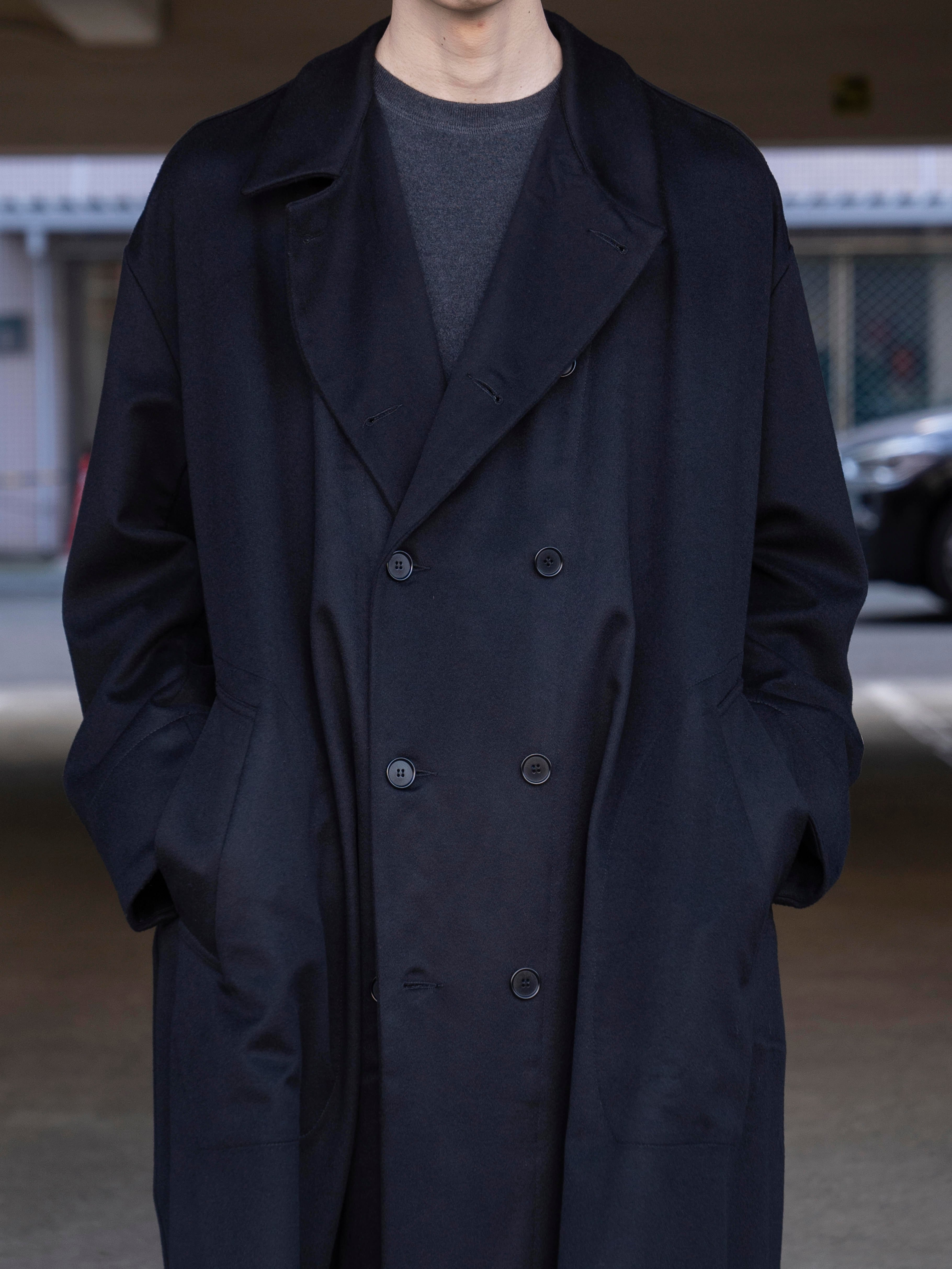 GABRIELA COLL GARMENTS HEAVY WOOL BREASTED COAT BLACK S13-230