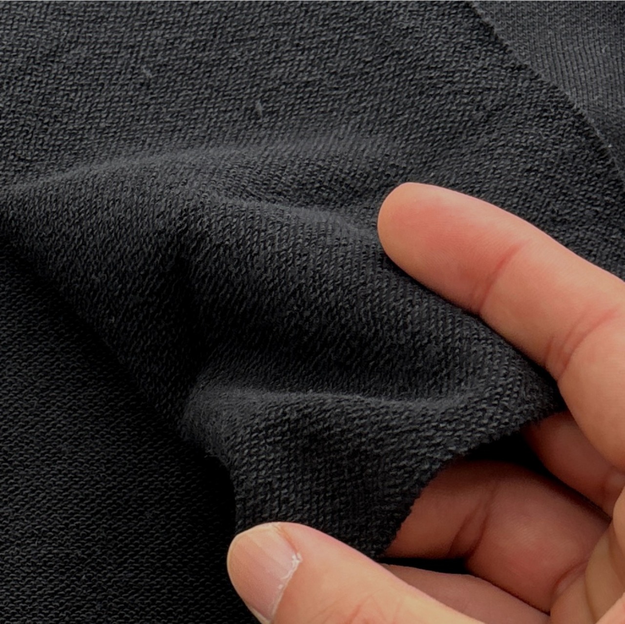★AM156◆2.8m◆ラスト1点‼◆綿100%ミニ裏毛ニット生地◆ブラック
