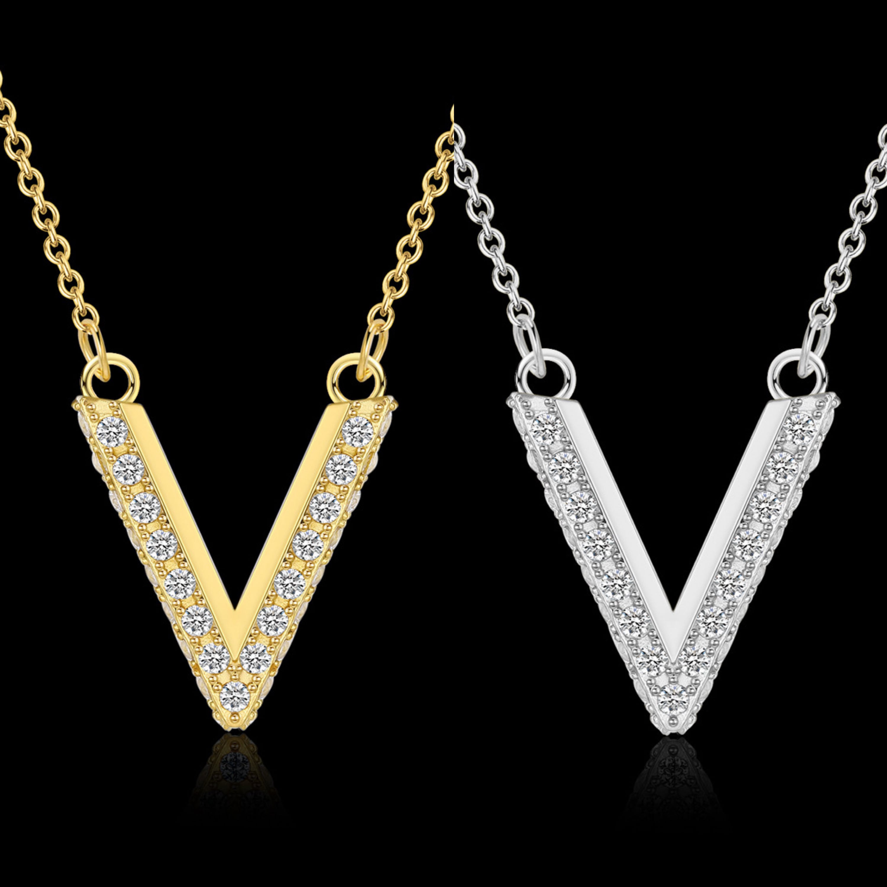 316L V zirconia necklace | ✯Lucliss Jewelry✯