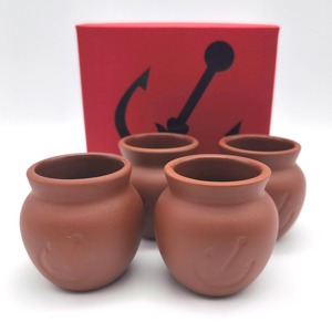 神戸フランツ・魔法の壺プリン・空き容器・4個入り・素焼き・陶磁器・No.251105-04・梱包サイズ60