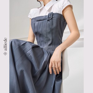 シャツドッキングフレアワンピース　A3009