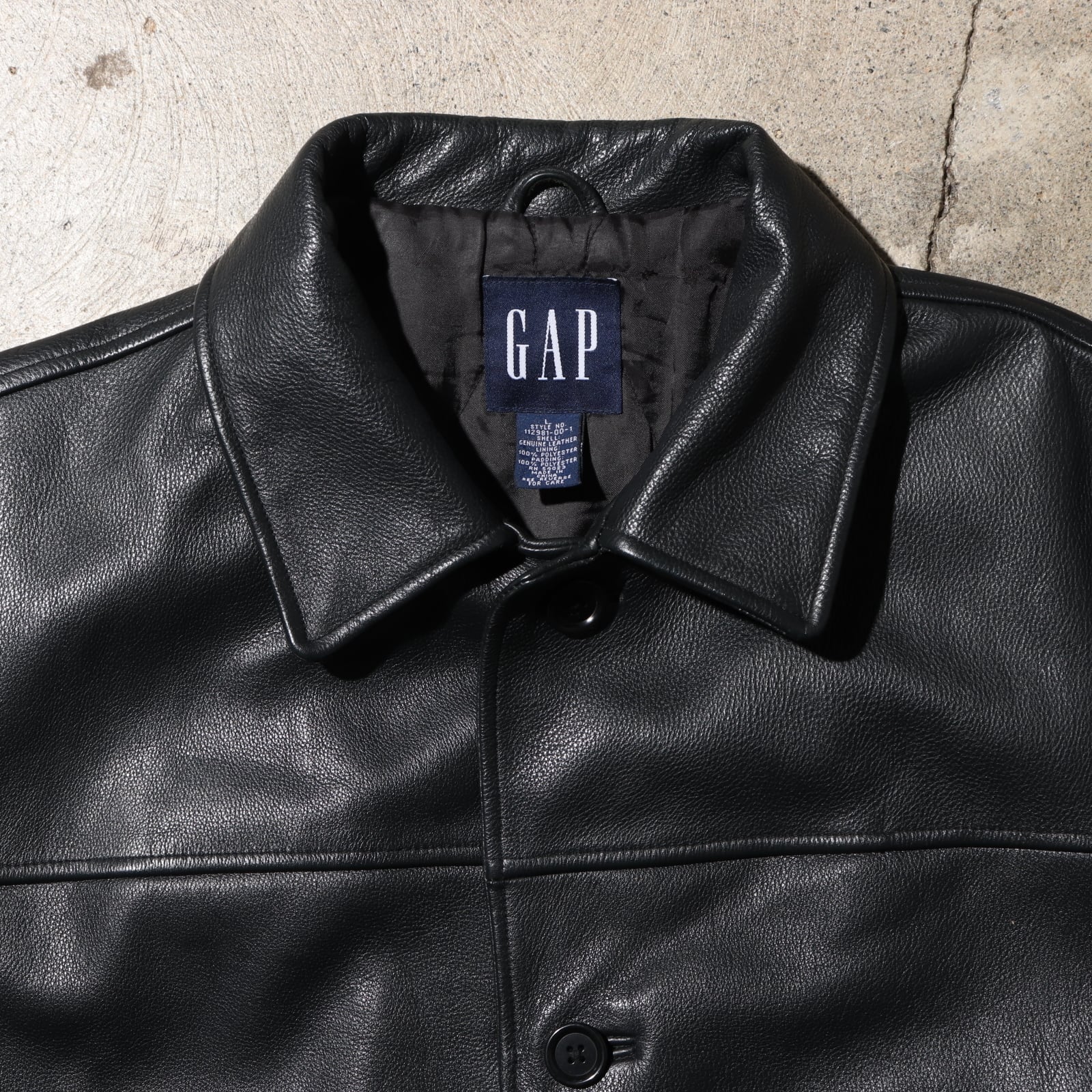 極美品 L OLD GAP 90s レザーカーコート オールドギャップ 黒  