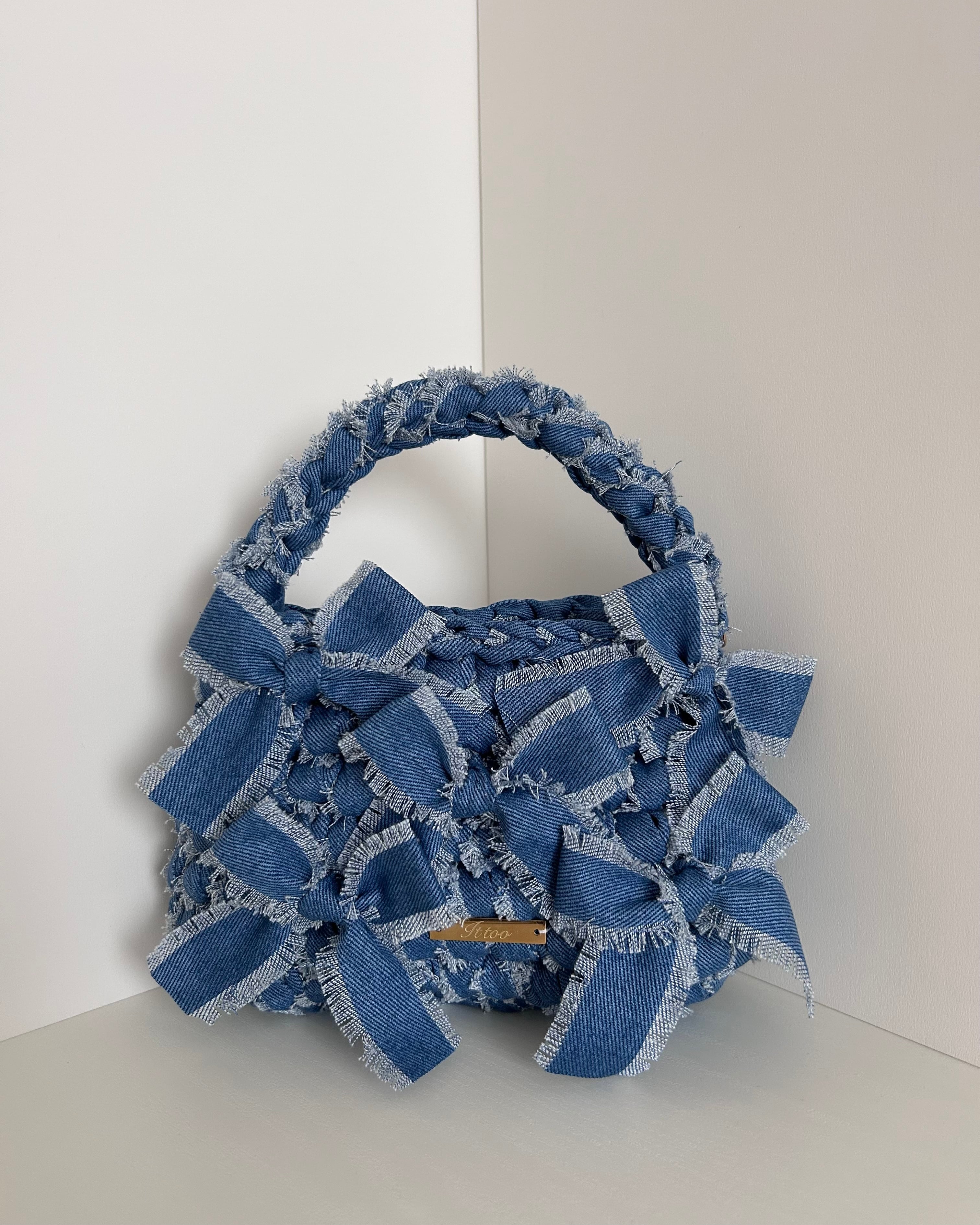 new denim ribbon bag