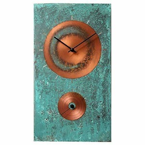 インテリア　メタルクロック Turquoise Copper Rectangle Rustic Large Wall Clock 18-inch