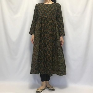 【SALE15％OFF!】アジュラック染めフレアワンピース　グリーン　S/Lサイズ