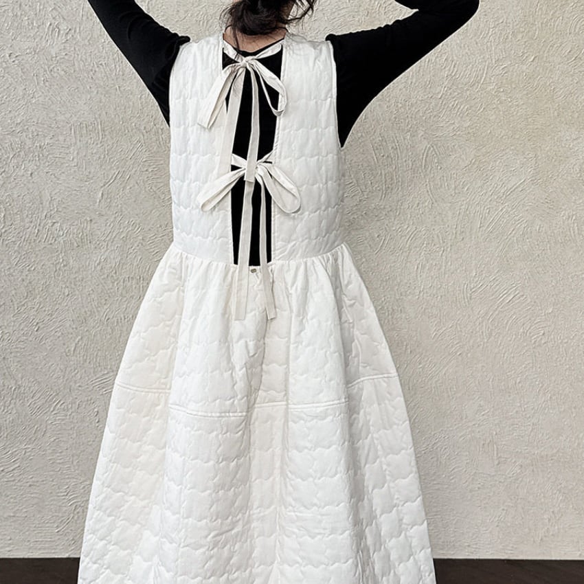 back-ribbon sleeveless one-piece　J00398