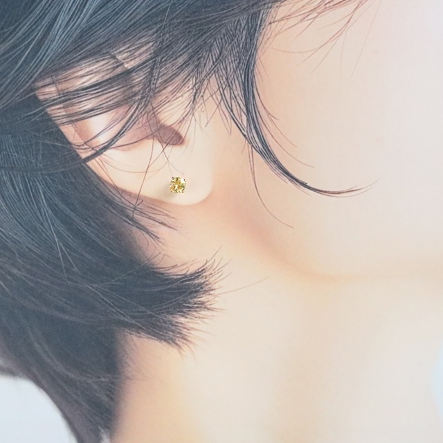 希少石！ヘリオドールのひと粒ピアス 4mm｜選べるピアス金具 アレルギー対応
