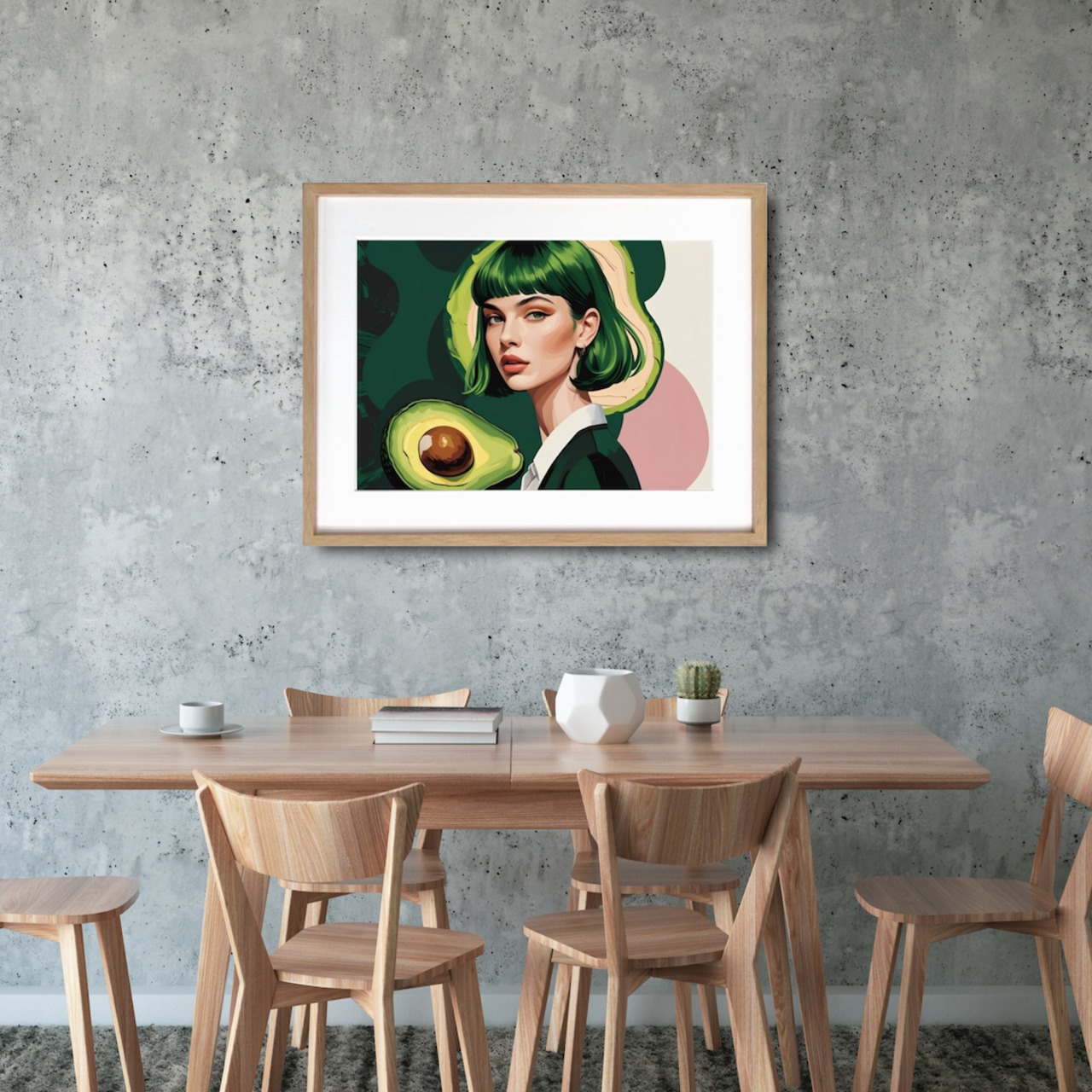 Avocado Girl｜ポップでシュールなアボカド×女性アートポスター｜遊び心と洗練が共存するデザイン｜A4ポスター