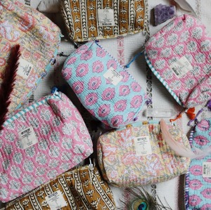 ブロックプリントのポーチ《Lila》chota small size