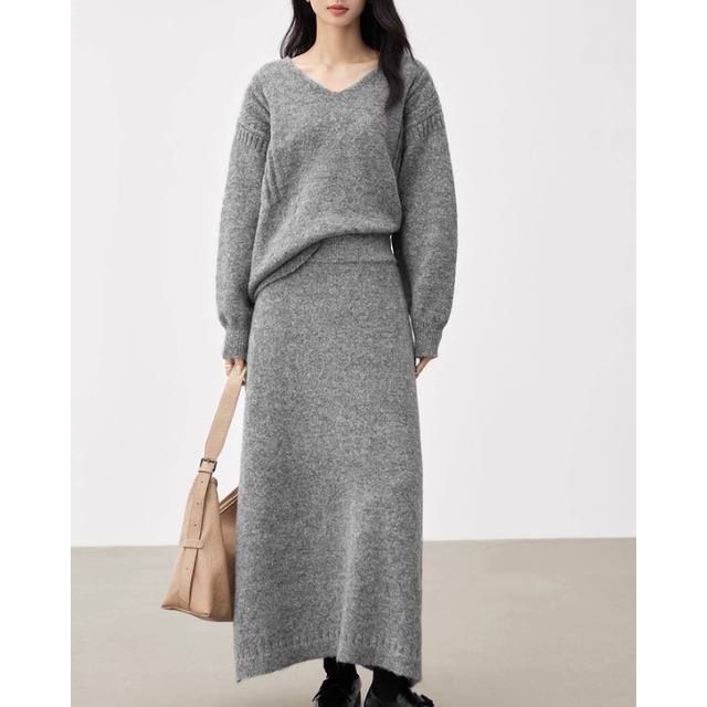 ニットトップス＆スカート上下セット　◆２col　YH9797