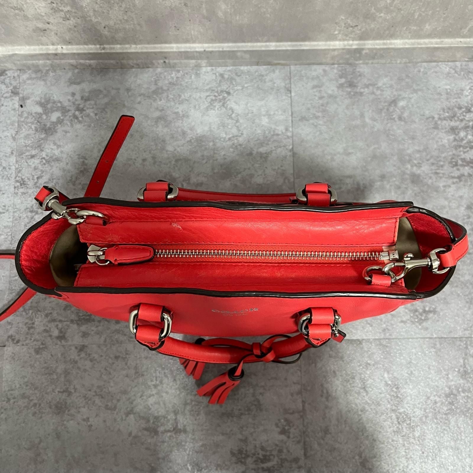 COACH コーチ 2way 巾着 ショルダーバッグ ワンハンドル レザー COACH】コーチ 無地ハンドバッグ レザー 2WAYショルダーバッグ レザー