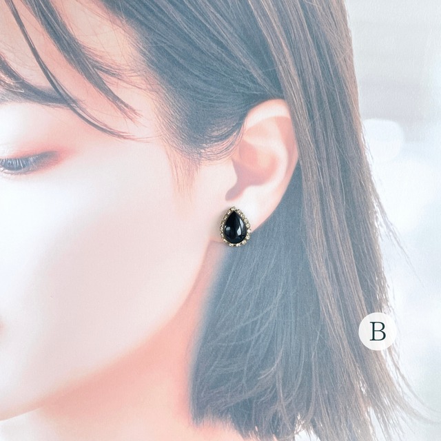 漆黒の宇宙✧モリオンお守りピアス&ネックレス2点セット✧GALAXY✧サージカルステンレス