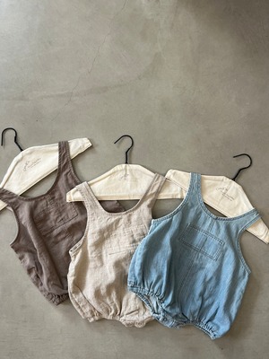 【anggo】ブラウニーオーバーロンパース デニム 60〜80cm  230711