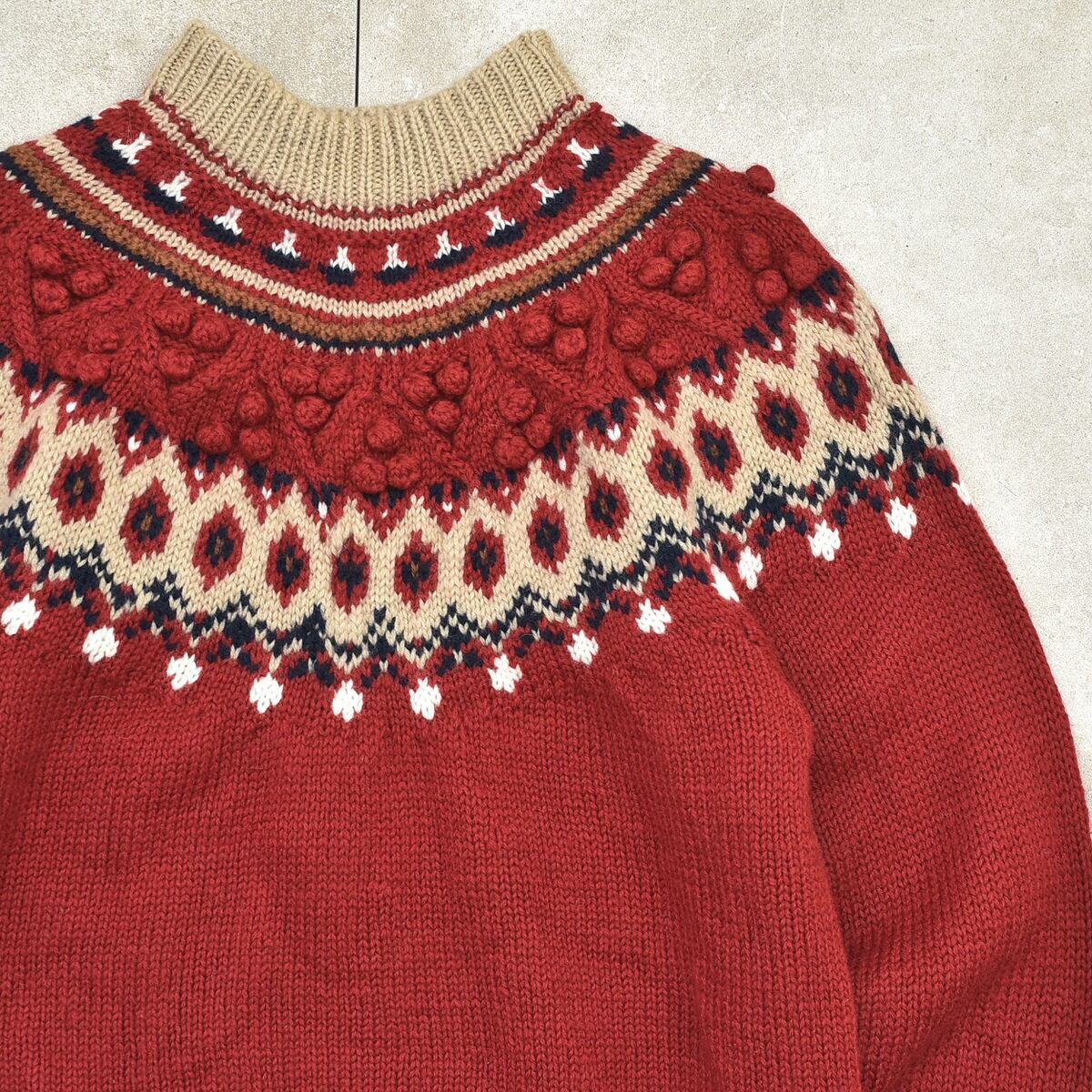 Nordic & ponpon design pullover knit