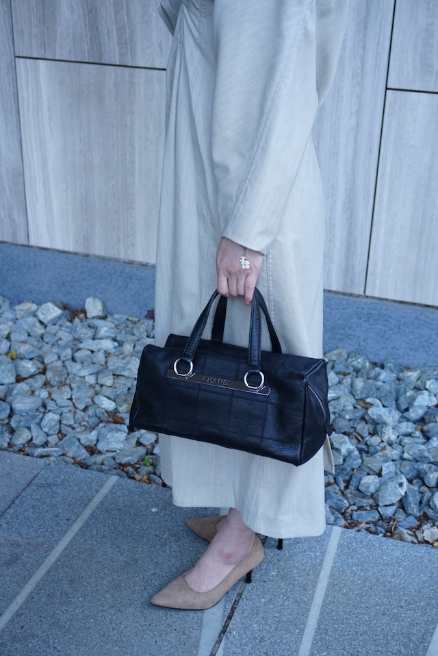 CHANEL シャネル   ハンドバッグ ブラック ロゴ キャビアスキン チョコバー ミニボストンバック vintage ヴィンテージ オールド iez78z