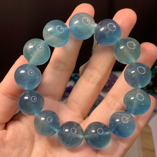 f46大玉ブルーグリーンフローライトブレスレット