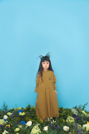 【22SS】folkmade（フォークメイド）annika check dress ワンピース orange×navy(M/L)