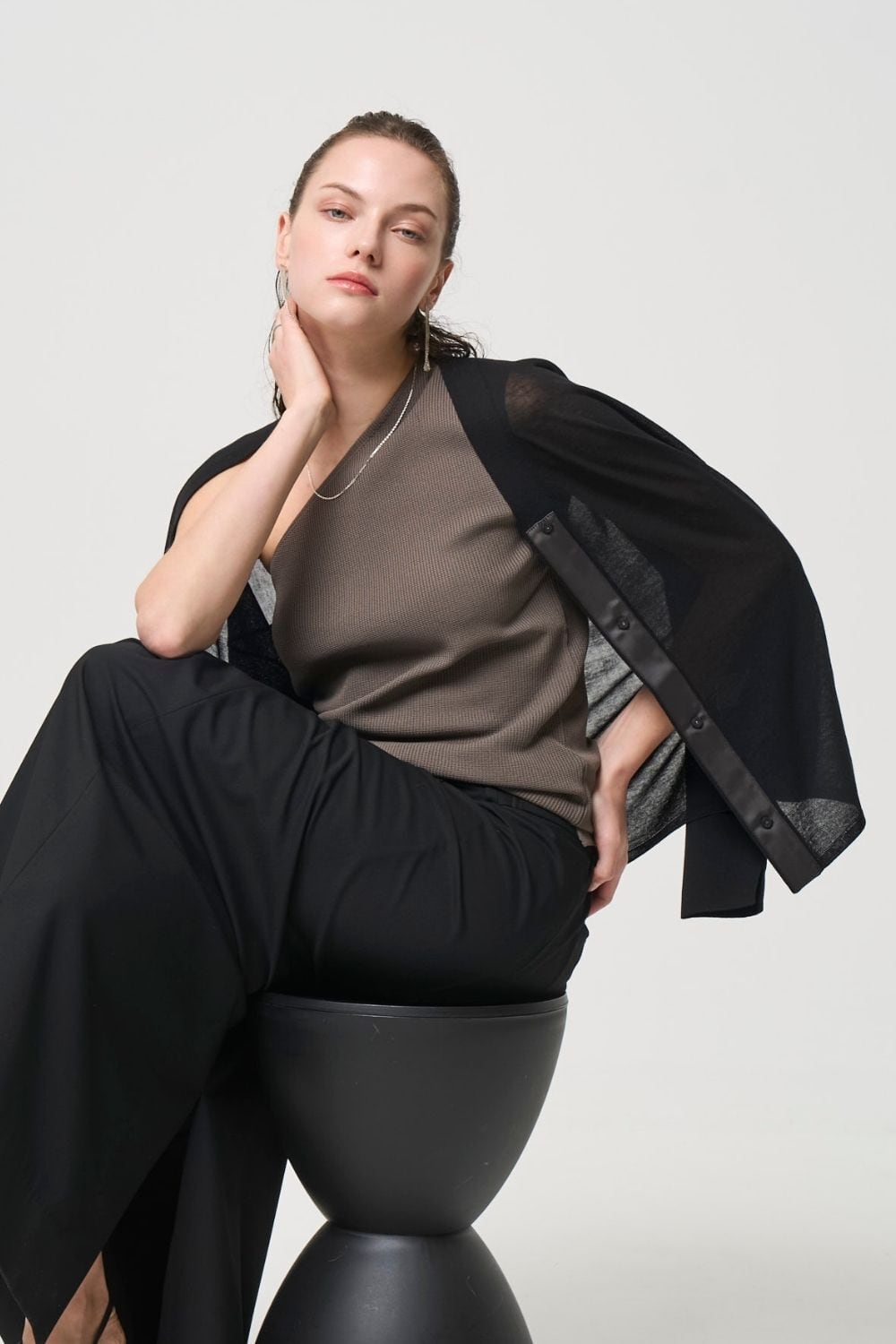 Breathable Cotton Cardigan - BLACK | seven dot - ライフスタイルEC
