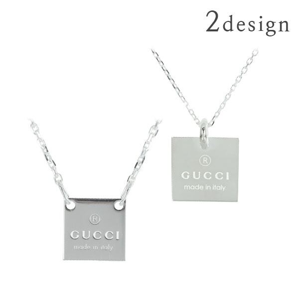 New GUCCI グッチ アクセサリー トレードマーク スクエア プレート ネックレス 2サイズ シルバー SV925 ペンダント 小物 新品
