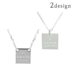 New GUCCI グッチ アクセサリー トレードマーク スクエア プレート ネックレス 2サイズ シルバー SV925 ペンダント 小物 新品