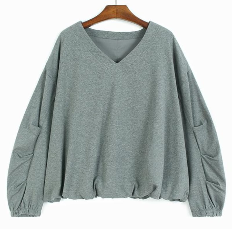 Vneck sleeve tuck pullover 2 colors V2657