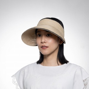 【2026春夏】パイピング広つば サンバイザー｜ベージュ／ブラック／ブラウン　　Paper Wide-Brim Sun Visor