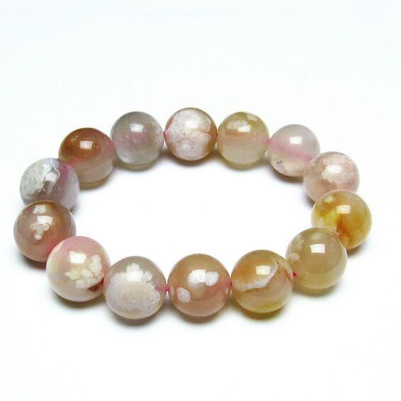 チェリーブロッサムアゲート ブレスレット 桜瑪瑙 15mm [M便 1/10] 111-26399