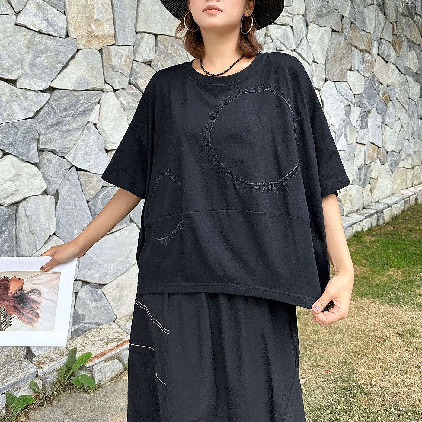 BATWING SLEEVES RELAXED FIT T-SHIRT TOP M-17352
