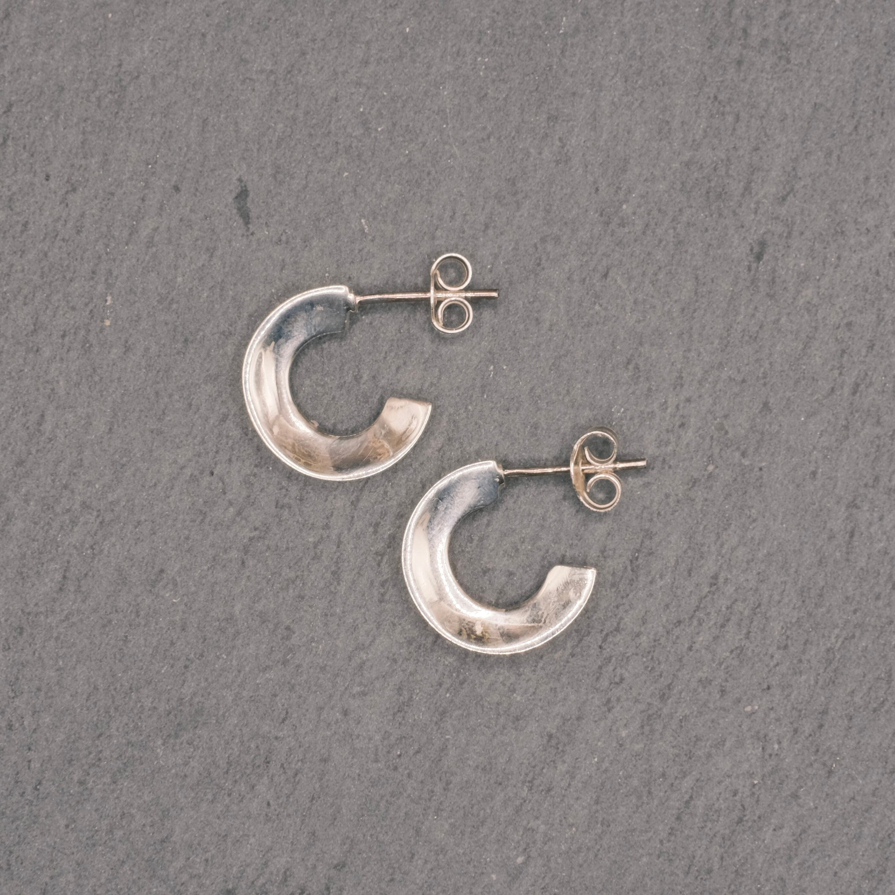 シルバー925 Silver 逆甲丸フープピアス/軽研磨仕上げ/両耳