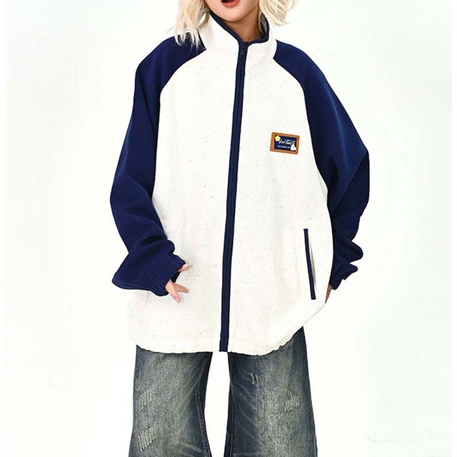 バイカラーパッチアクセントジップブルゾン 2col   R01490